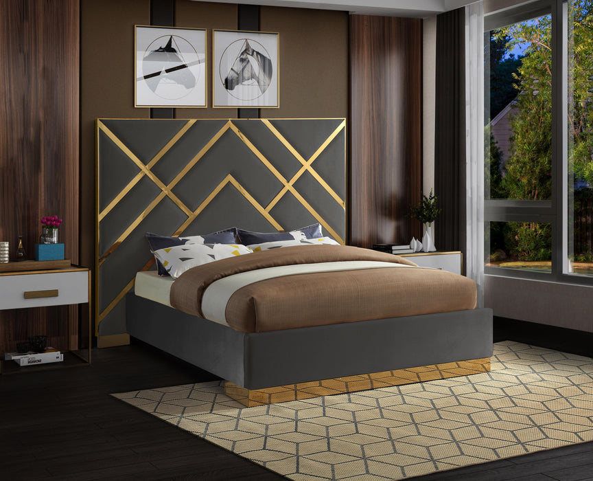 Vector Grey Velvet Queen Bed - Royal Furniture & Gifts (MI) - Multi Location