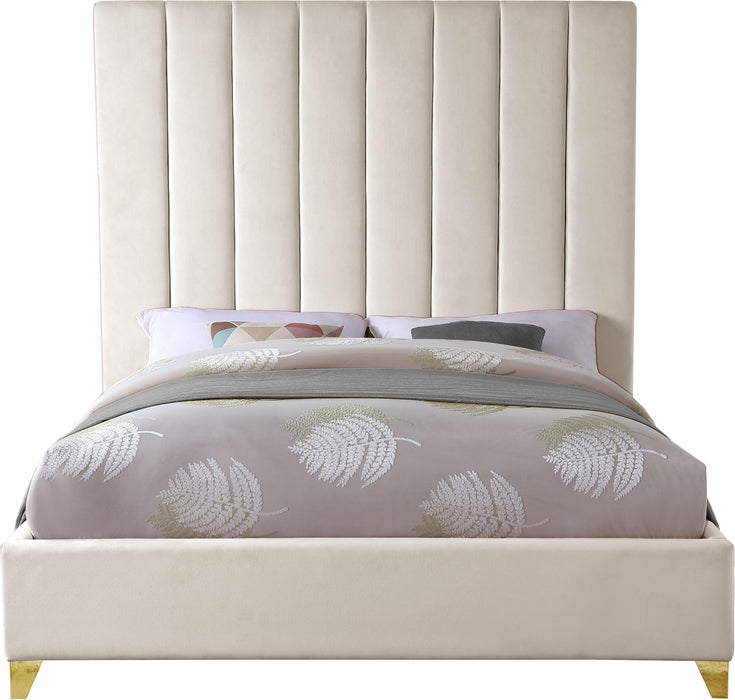 Via Cream Velvet Queen Bed - Royal Furniture & Gifts (MI) - Multi Location