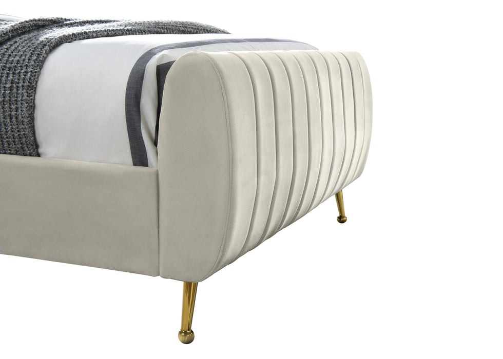 Zara Cream Velvet Twin Bed (3 Boxes) - Royal Furniture & Gifts (MI) - Multi Location