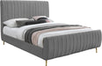 Zara Grey Velvet Queen Bed (3 Boxes) - Royal Furniture & Gifts (MI) - Multi Location