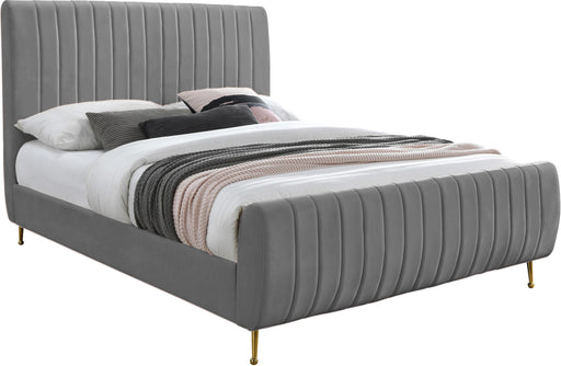 Zara Grey Velvet King Bed (3 Boxes) - Royal Furniture & Gifts (MI) - Multi Location