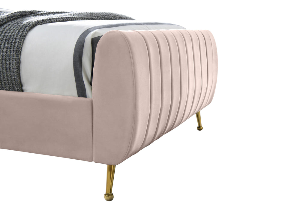 Zara Pink Velvet Twin Bed (3 Boxes) - Royal Furniture & Gifts (MI) - Multi Location