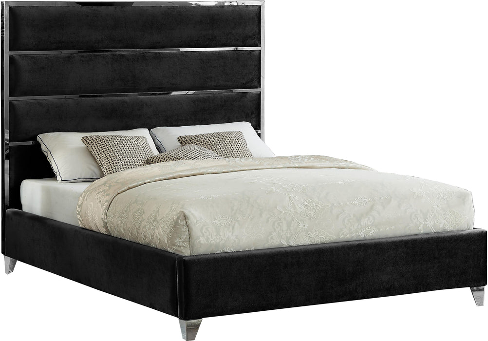 Zuma Black Velvet Queen Bed - Royal Furniture & Gifts (MI) - Multi Location