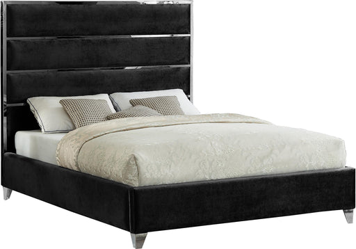Zuma Black Velvet Queen Bed - Royal Furniture & Gifts (MI) - Multi Location