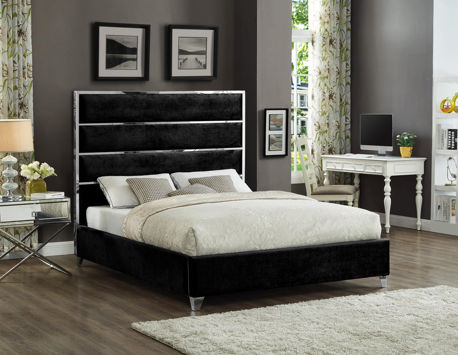 Zuma Black Velvet Queen Bed - Royal Furniture & Gifts (MI) - Multi Location