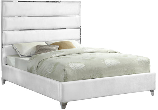 Zuma White Velvet King Bed - Royal Furniture & Gifts (MI) - Multi Location