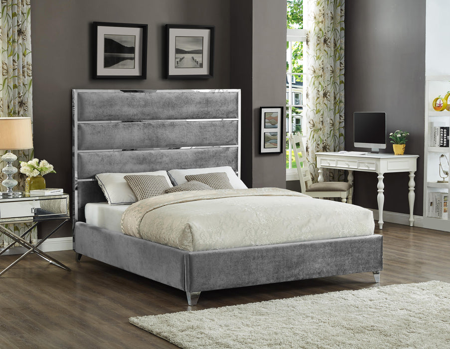 Zuma Grey Velvet King Bed - Royal Furniture & Gifts (MI) - Multi Location
