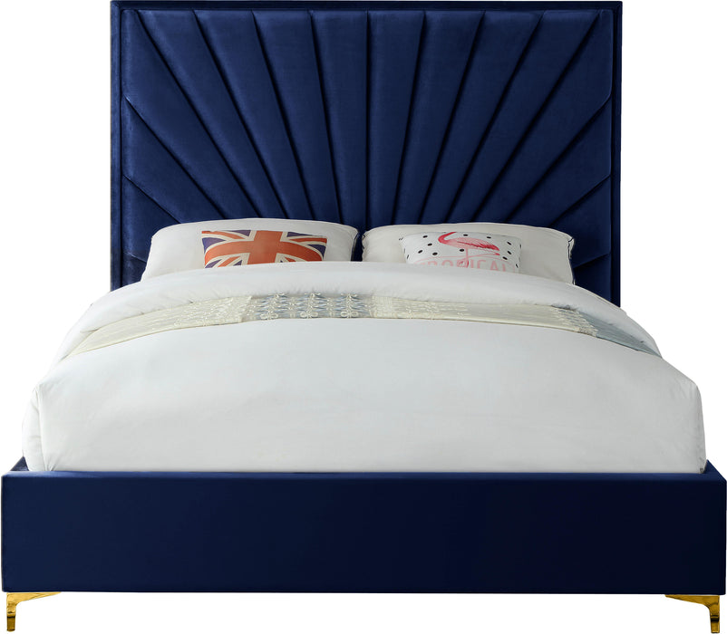 Eclipse Navy Velvet King Bed - Royal Furniture & Gifts (MI) - Multi Location