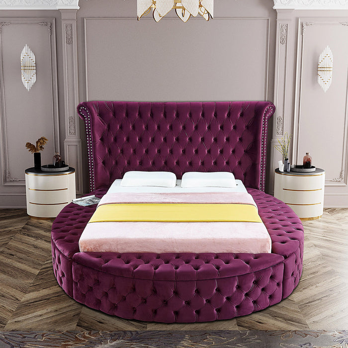 Luxus Purple Velvet King Bed - Royal Furniture & Gifts (MI) - Multi Location