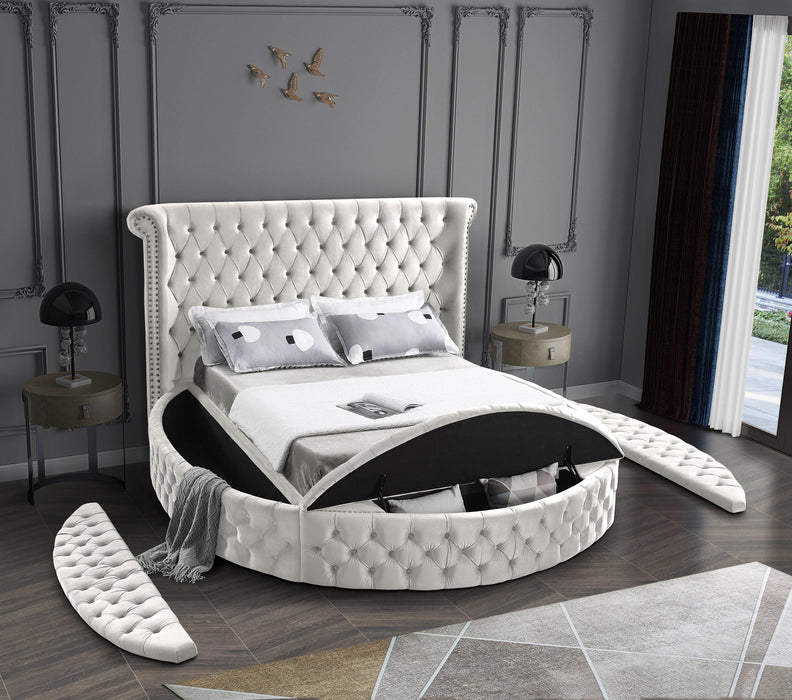 Luxus Cream Velvet King Bed (3 Boxes) - Royal Furniture & Gifts (MI) - Multi Location