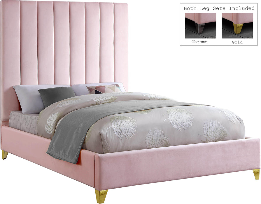 Via Pink Velvet Queen Bed - Royal Furniture & Gifts (MI) - Multi Location