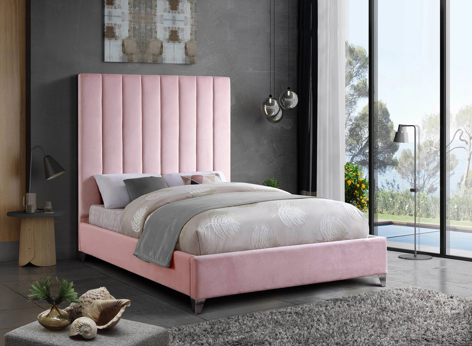 Via Pink Velvet Full Bed
