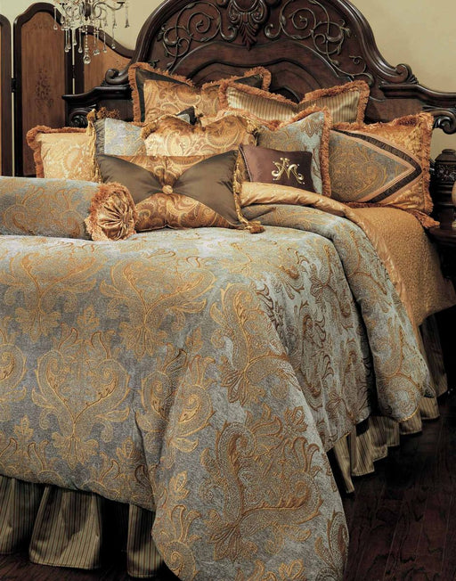 AICO Elizabeth13-pc King Comforter Set in Aqua - Royal Furniture & Gifts (MI) - Multi Location