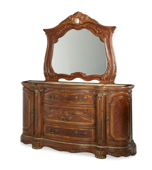 AICO Cortina Mirror in Honey Walnut - Royal Furniture & Gifts (MI) - Multi Location