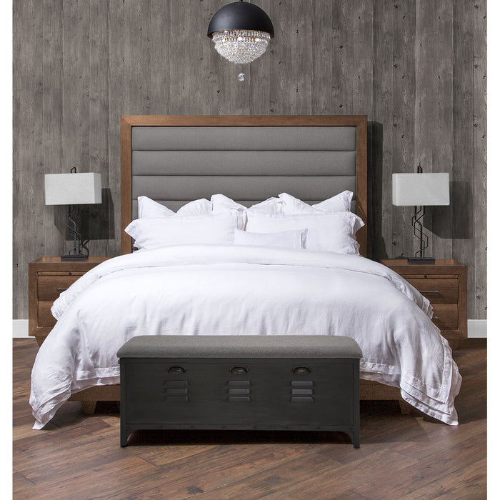 AICO Brooklyn Walk Queen Channel Tufted Panel Bed in Burnt Umber - Royal Furniture & Gifts (MI) - Multi Location