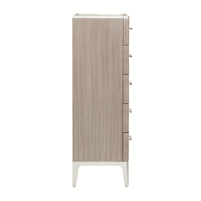 AICO Lanterna Highboy Chest in Silver Mist