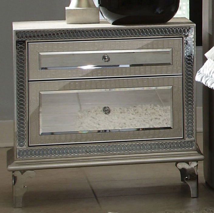 AICO Hollywood Swank Upholstered Nightstand in Crystal Croc - Royal Furniture & Gifts (MI) - Multi Location